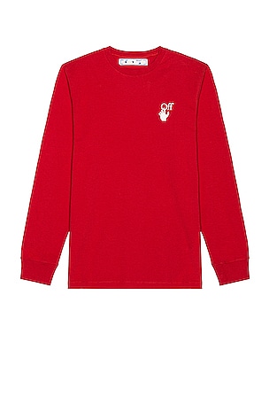 OFF-WHITE Pascal Arrow Long Sleeve Tee in Red White REVOLVE
