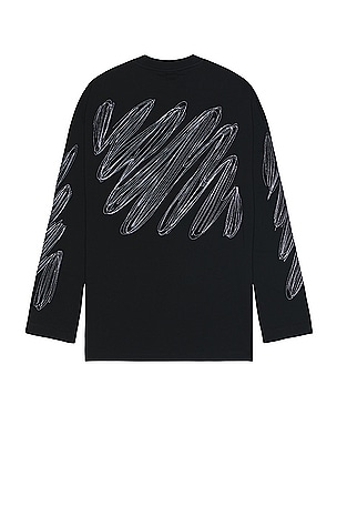 Scribble Diag Wide Long Sleeve T-shirt OFF-WHITE