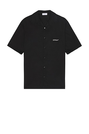 OFF-WHITE Gothic Arrow Poplin Bowling Shirt in Black