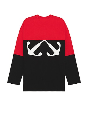 OFF-WHITE Half Arrow Wide Longsleeve Tee in Black,Red