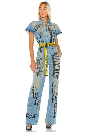 OFF-WHITE Graffiti Racing Jumpsuit in Bleach | REVOLVE