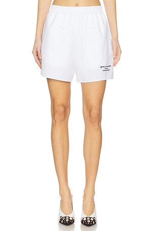 Embroidered Poplin Elastic Waist Shorts OFF-WHITE