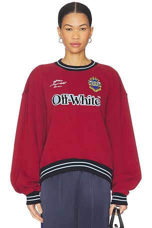 Sporty Over Crew Sweater in Red Dahlia OFF-WHITE