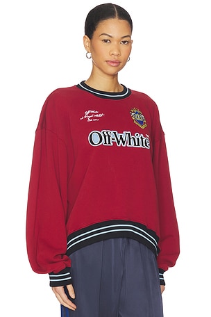 OFF-WHITE Sporty Over Crew Sweater in Red Dahlia in Red