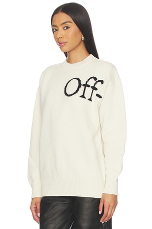 OFF-WHITE Bookish Shared Knit Crewneck in White in White