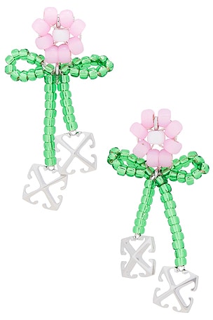 Flower Beads Earrings OFF-WHITE