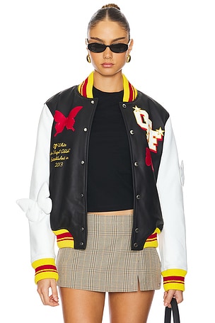 CHAQUETA 2013 LEATHER VARSITY OFF-WHITE