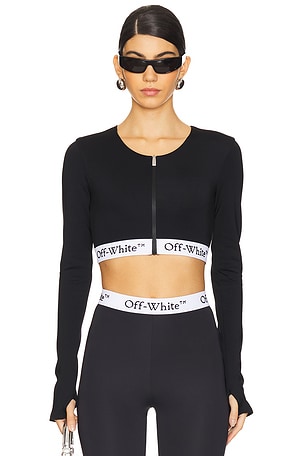 Logoband Zipped Crop Top OFF-WHITE