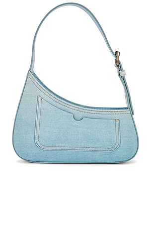 OFF-WHITE Jitney Denim Leather Shoulder Bag in Blue