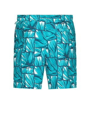 Original Penguin 7 Volley Agave Print Swim Shorts in Blue
