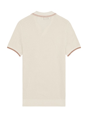Original Penguin Mesh Tipped Johnny Collar Sweater Polo in Beige
