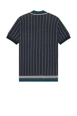 Original Penguin Stripe Jacquard Knitted Shirt in Navy