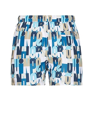 Original Penguin Multi Color Logo Swim Short in Blue
