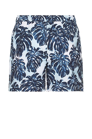 Original Penguin 5 All Over Print Monstera Swim Trunk in Blue