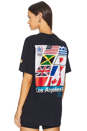 Los Angeles 84 Emblem And Flags Tee Olympics Heritage