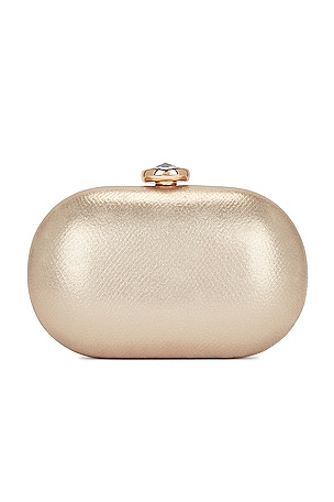 olga berg Marta Metallic Clutch in Metallic Gold