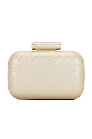 olga berg Cooper Metallic Clutch in Metallic Gold