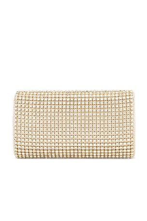 olga berg Mariana Crystal Clutch in Metallic Neutral