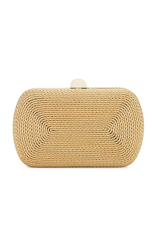 olga berg Martina Coiled Rope Clutch in Metallic Gold
