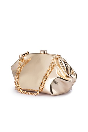 olga berg Tally Metallic Clutch in Metallic Gold