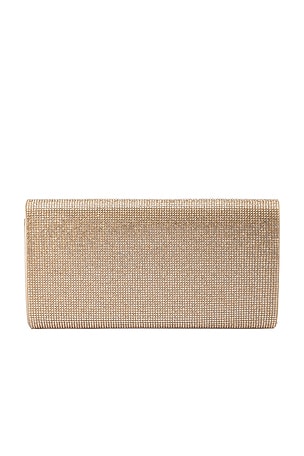 olga berg Stacey Crystal Clutch in Metallic Gold