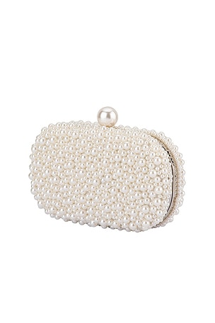 olga berg Valentina Pearl Clutch in White