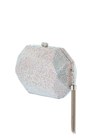 olga berg Matty Crystal Clutch in Metallic Silver