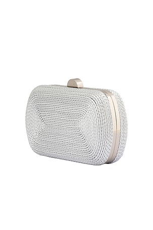 olga berg Martina Coiled Rope Clutch in Metallic Silver