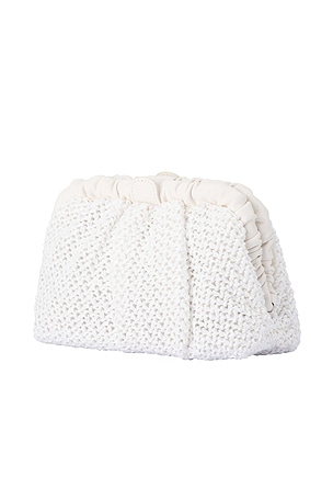 olga berg Amalia Petite Gathered Clutch in White