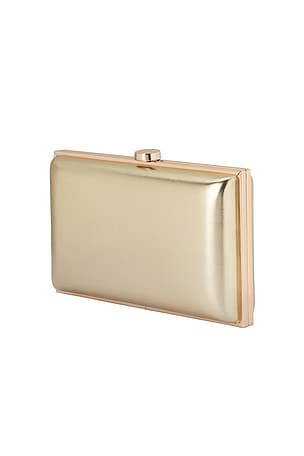 olga berg Lucy Metallic Clutch in Metallic Gold