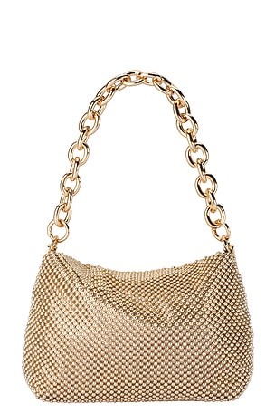 olga berg Skylar Ball Mesh Bag in Metallic Gold