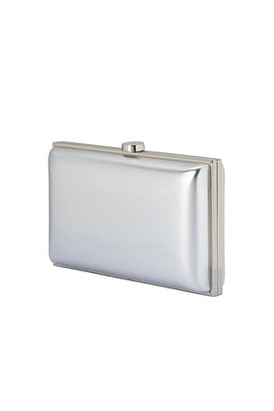 olga berg Lucy Metallic Clutch in Metallic Silver