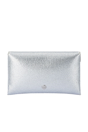 olga berg Eloise Crystal Clutch in Metallic Silver