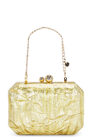 olga berg Mateo Metallic Clutch in Metallic Gold