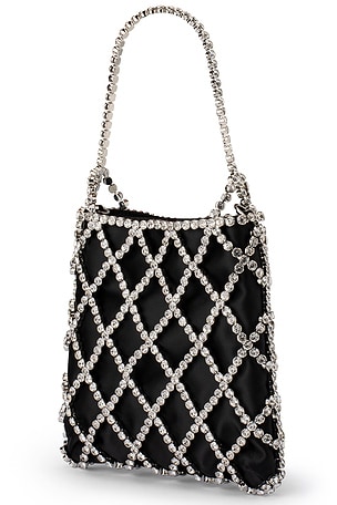 olga berg Kit Crystal Cage Bag in Black