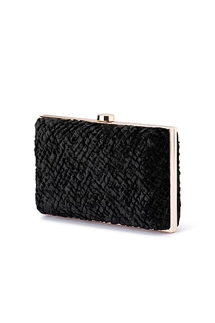 olga berg Hazel Textured Clutch in Black