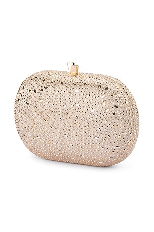 olga berg Faye Oval Clutch in Metallic Gold