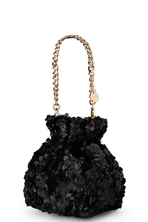 olga berg Mattie Sequin Pouch in Black