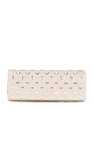 olga berg Ela Crystal Clutch in Metallic Neutral