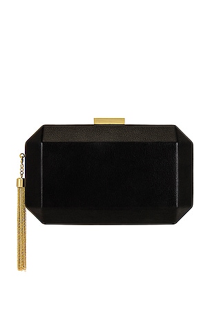 olga berg Lia Facetted Clutch With Tassel in Black