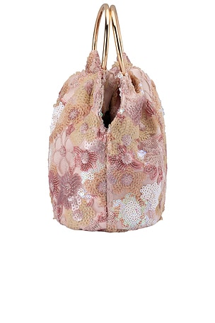 olga berg Alfie Floral Sequin Bag in Blush