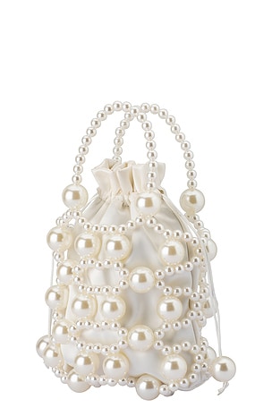 olga berg Sammy Beaded Cage Bag in Metallic Neutral