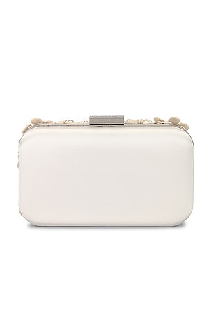 olga berg Beth Encrusted Pod Style Clutch in Ivory