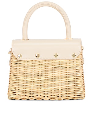 olga berg Elle Wicker Top Handle Bag in Neutral