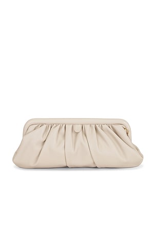 olga berg Catherine Gathered Clutch in Cream