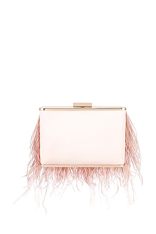 olga berg Estelle Feather Clutch in Blush