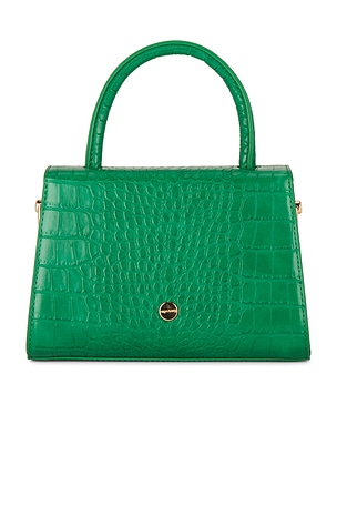 olga berg Nadia Faux Leather Embossed Top Handle Bag in Green