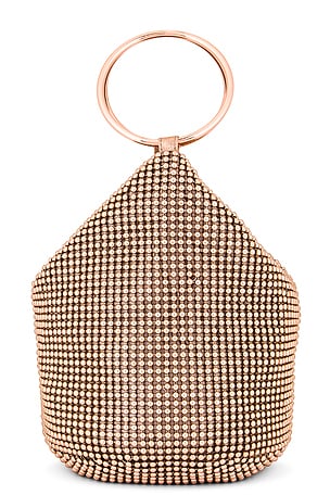 olga berg Bianca Ball Mesh Handle Bag in Rose Gold