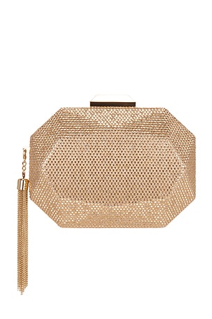 olga berg Tilly Hotfix Clutch in Metallic Gold