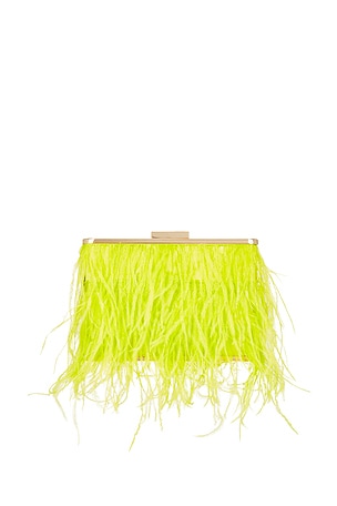 olga berg Estelle Feather Clutch in Yellow